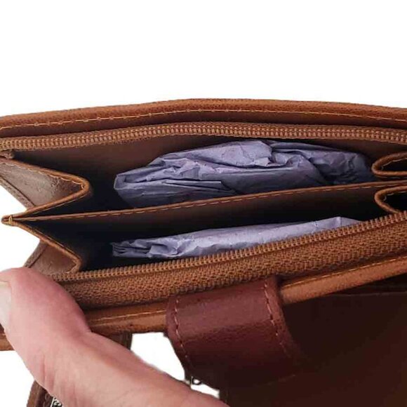 Rowallan of Scotland Tan Cognac Leather Wallet Multicompartment Unisex Bifold - Picture 4 of 4